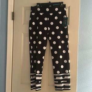 Black and white yr polkadot ankle pants